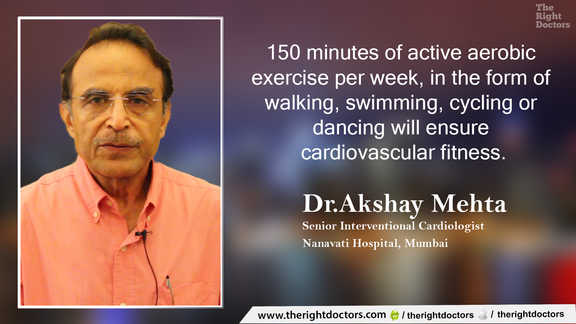 150 minutes of aerobic exercise per week for cardiovascular fitness — Dr. Akshay Mehta explains why this matters.