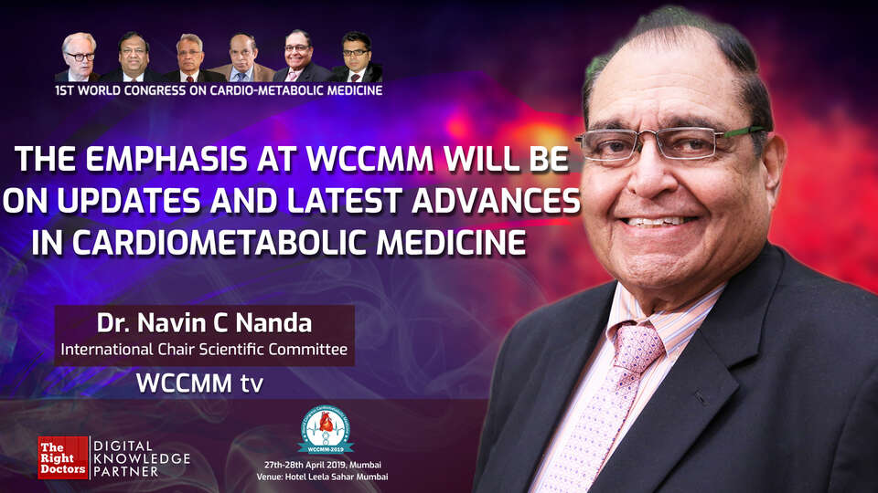 Dr. Navin C Nanda participating in wccmm-mumbai-2019, sharing insights in International Chair Scientific Committee